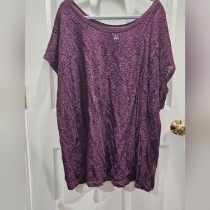Old Navy Maroon Burgundy Lace Appliqué Cap Sleeve Top Size 4X
